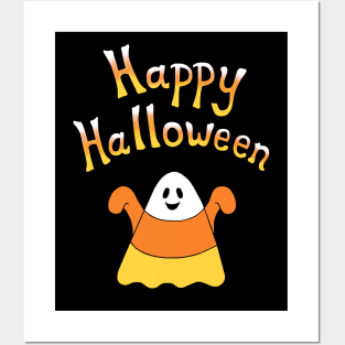 Happy Halloween Candy Corn Ghost Posters and Art